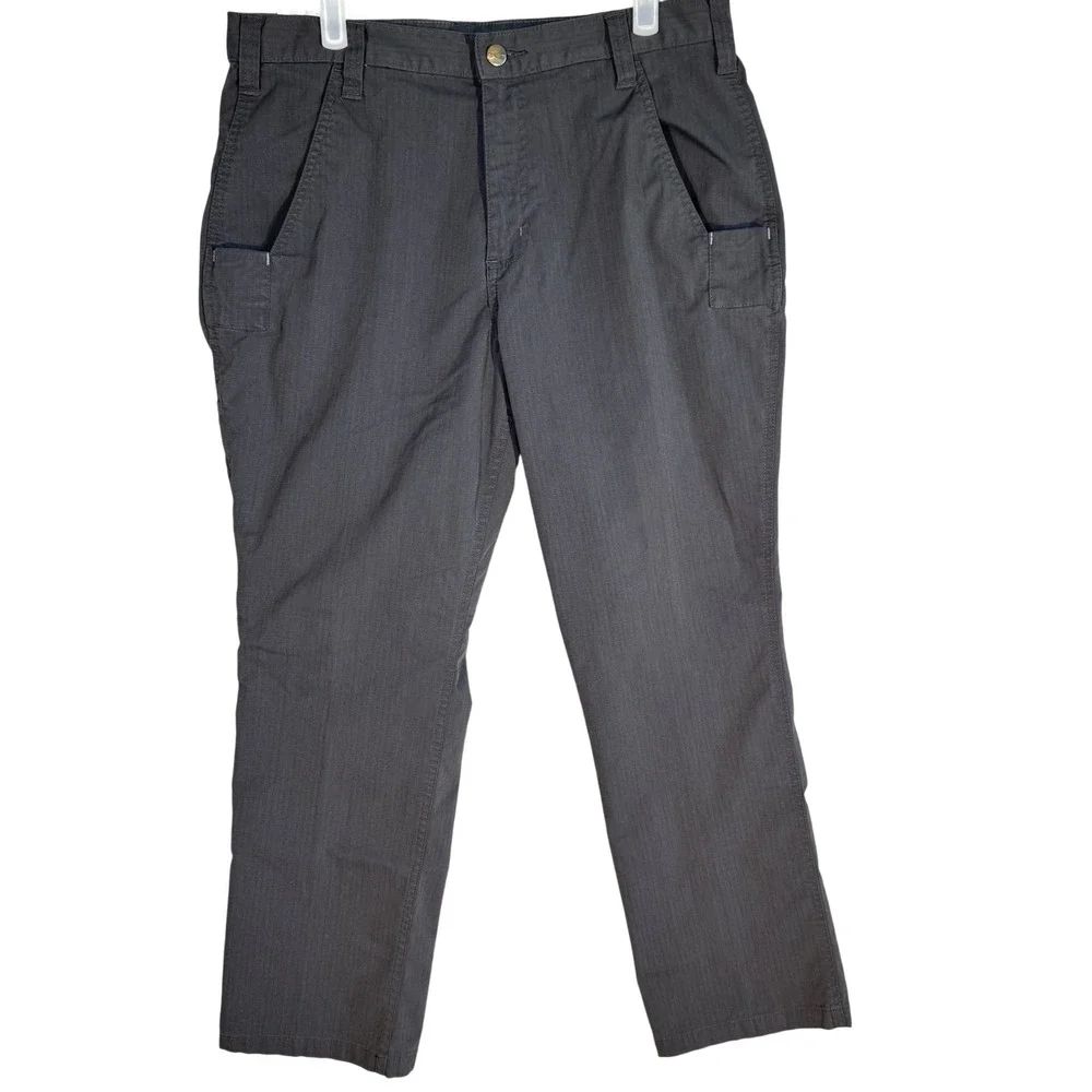Carhartt Pants Mens 34x29 Gray Ripstop Workwear Utility Zipper Pocket Outdoor